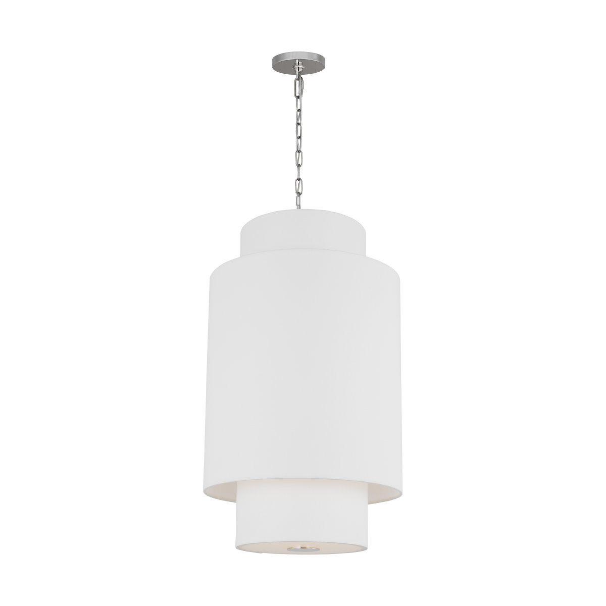 Linen Steel Dimmable Pendant, Polished Nickel, 27.38" H x 15" W x 15" D, 1