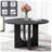 Wooden Farmhouse Dining Table Set, Round Dining Table with Tufted Velvet Dining Chair for Dining Room-291424044