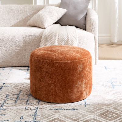 Anease 22.6" Modern Round Upholstered Pouf Ottoman