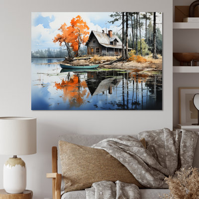 Brown Lakehouse Reflections Of Solitude IV - Lake House Cottage Canvas Prints