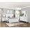 Grand lit à panneaux contemporain de style blanc avec finition en V, assemblage facile et livraison dans une seule boîte