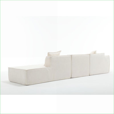 Sectional Sofas | Modern L-Shaped Modular Sofa for Living Room &amp; Apartment, Left-Facing Terrycloth | Beige | Polyester