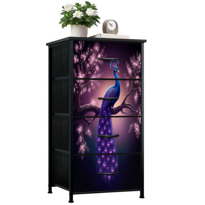 Commode pour chambre à coucher avec 4 tiroirs de rangement Majestic Peacock Blossom Tree Branch