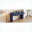 Console bleu marine arrondie pour couloir et amp; Salon - 2 tiroirs, facile à nettoyer, stable