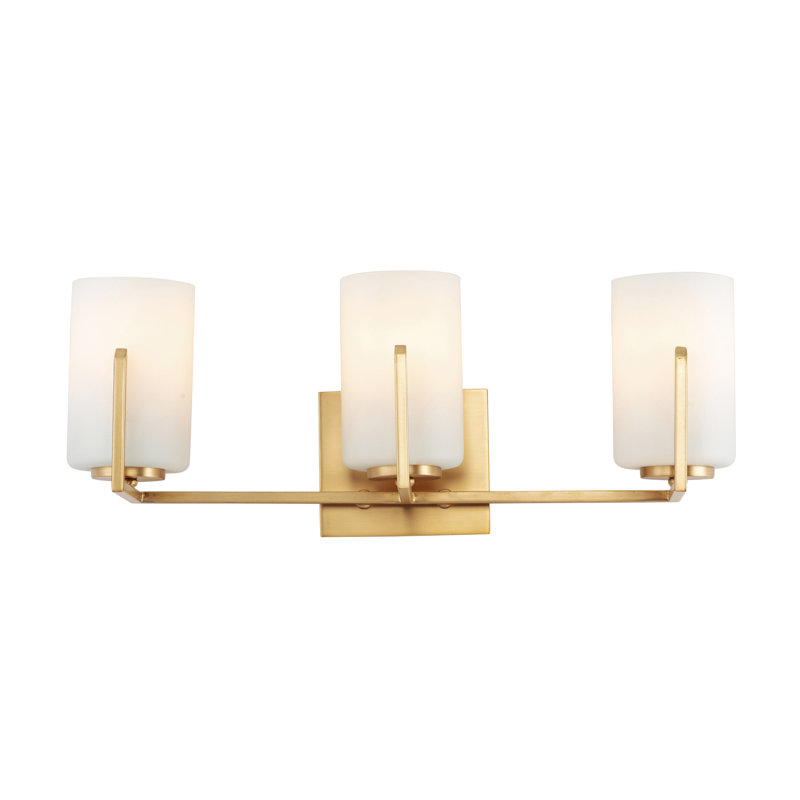 Roni 21.25" W Dimmable Steel Vanity Light, Satin Brass, 3-Light