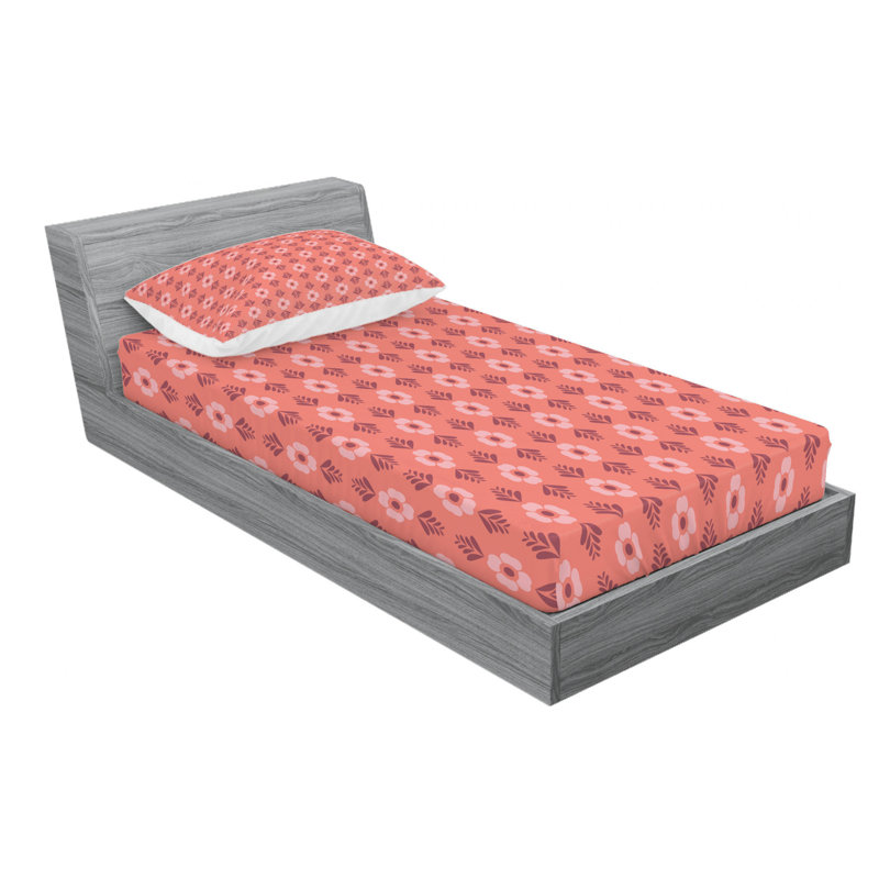 Microfiber Floral Sheet Set, Twin Sheet Set with Fitted Sheet