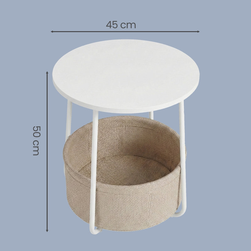 Table de bout, Blanc mat / brun chameau