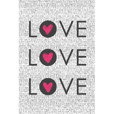 «Love Love Love 3», art textuel sur toile tendue