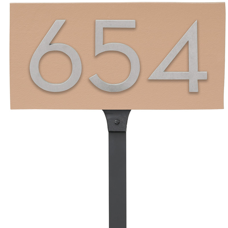 Enseigne d’adresse flottante sur 1 ligne, Taupe, Nickel satiné deux tons, Oui