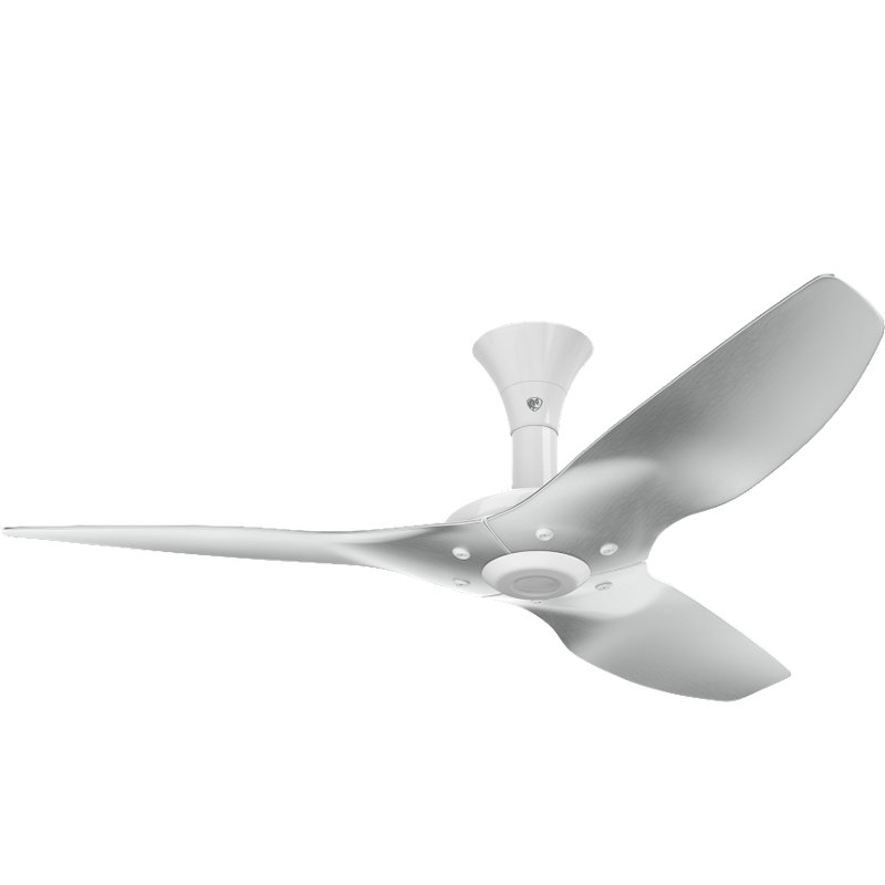 Haiku Smart Downrod Ceiling Fan, White with Brushed Aluminum Blades, 52 inches