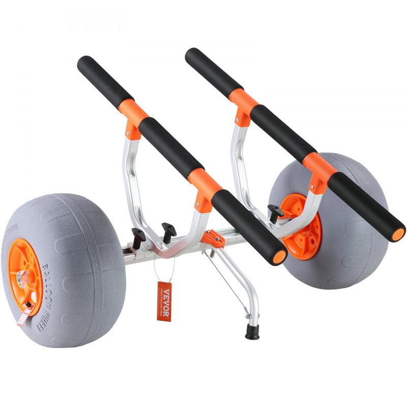 Chariot de kayak robuste, chariot de canot pliable avec pneus de 12 po, largeur réglable