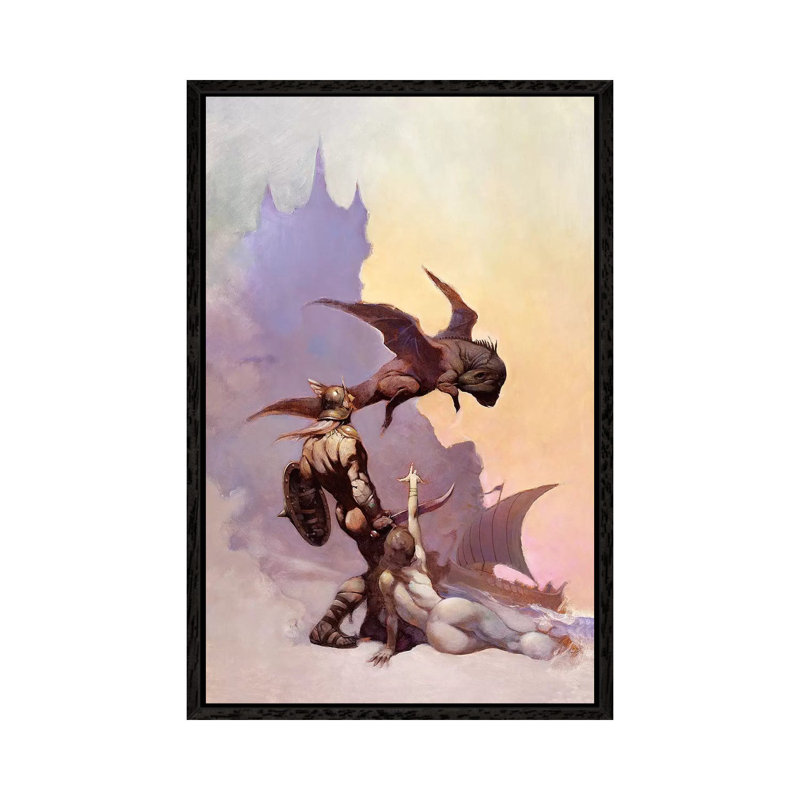 Kavin's World by Frank Frazetta - Print on Canvas, 101.6cm H x 66.04cm W x 3.81cm D, Black Framed