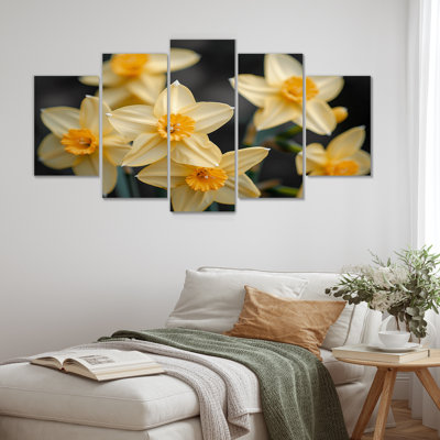Yellow Black Trumpet Of Hope Daffodils - Daffodils Wall Art Set