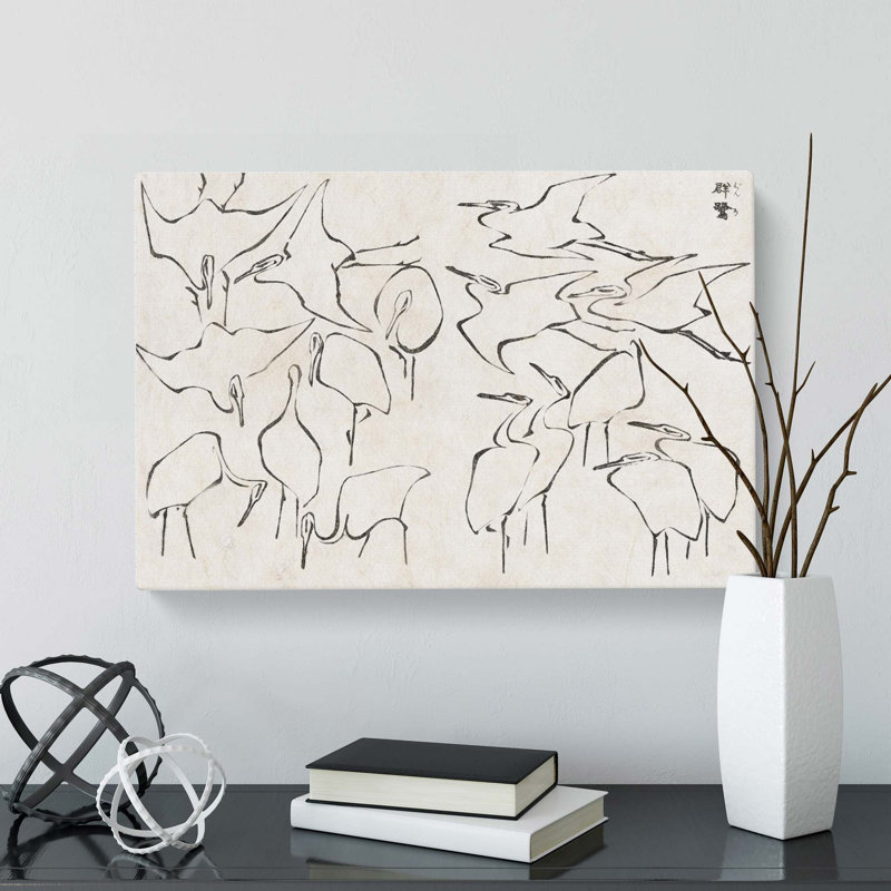 Cranes by Katsushika Hokusai - Wrapped Canvas, 40cm H x 60cm W x 3cm D