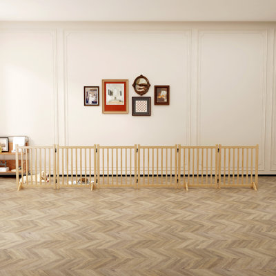 (6 panneaux) Barrières pour chien autoportantes en bois pour la maison, barrières pour portes, escaliers, clôtures pour chien en bois, barrière pour animaux de compagnie - 6 panneaux 31 po