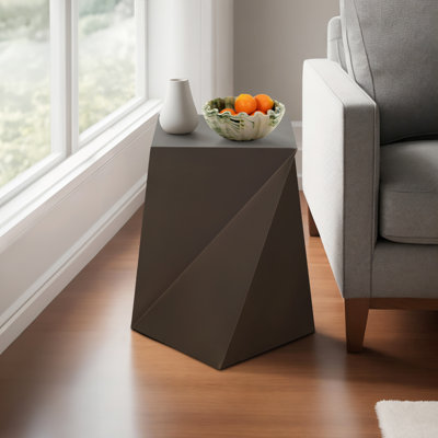 Modern Side Table Metal Accent Table - Contemporary Geometric Design Living Room End Table with Sculptural Silhouette 22" 