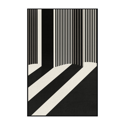 Soft Plush Ebbert Classic Striped Area Rug in Brown – Black Binding
