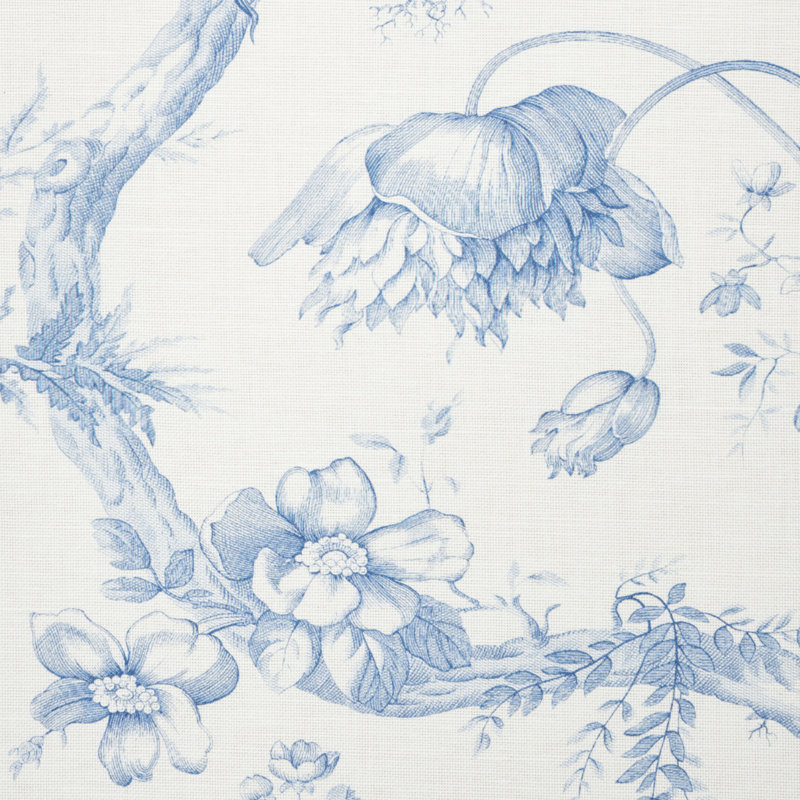 Toile De Fleurs Fabric, Delft