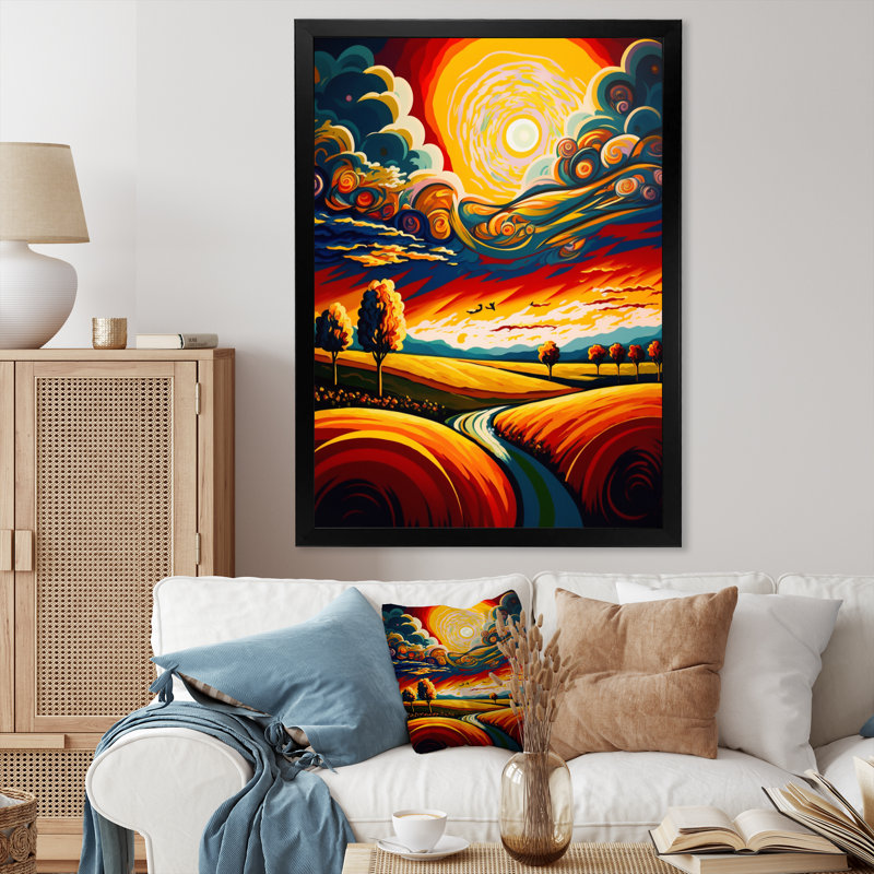 Narisa rayonnant de soleil sur les plaines I, Cadre photo noir, H 32 po x l 16 po x P 1 po