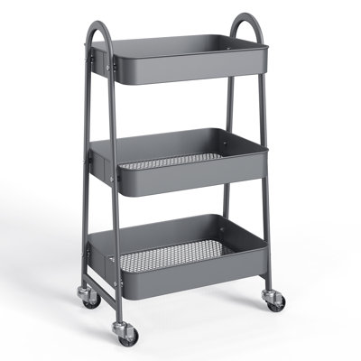 Petit chariot à roulettes 3 niveaux, organisateur de rangement utilitaire en métal