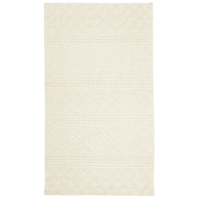 Hayhurst Hand Woven Wool/Cotton Solid Color Rug in Ivory