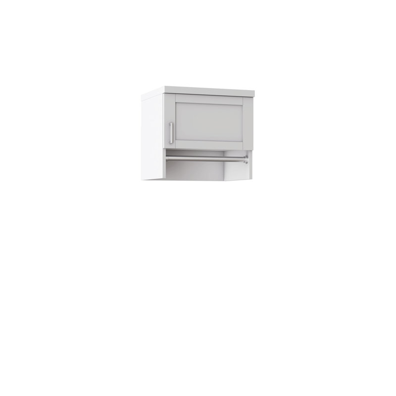 Tranquil White 18" Wall-Mounted Closet Section with Shaker Doors, 1 Clothing Rod & 1 Shelf, 18, Tranquil White