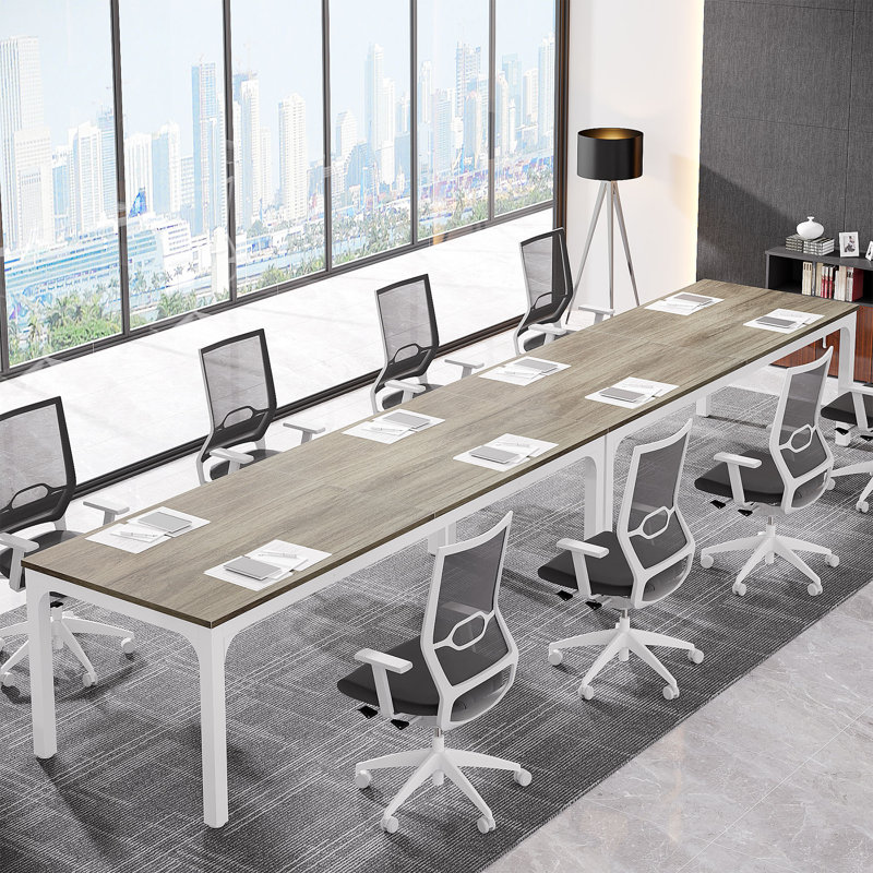 Table de conférence 6,5 pi, table de réunion, Chêne / Blanc