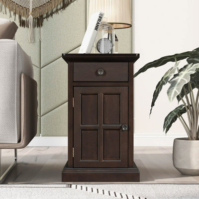 Table d'appoint Classic Vintage Livingroom avec ports USB et un tiroir multifonctionnel avec porte-gobelets