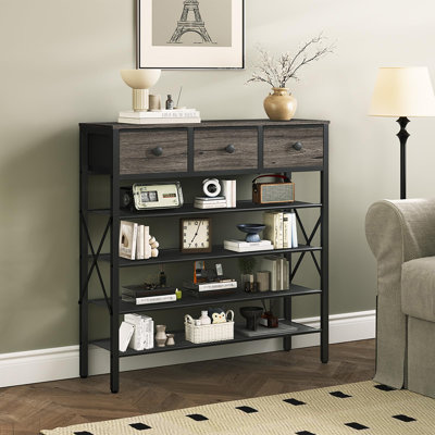 37.6 in. H 20-Pair 5-Tier Charcoal and Black Metal Shoe Rack