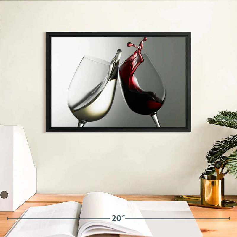 Blanc et vin rouge, Cadre flottant noir, 31 po x 21 po