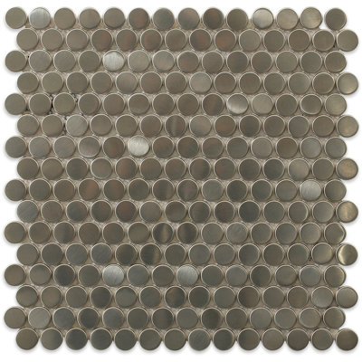 Carreau de mosaïque mural rond en acier inoxydable 0,75 po x 0,75 po