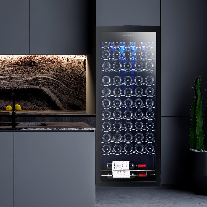 Dual Zone Wine Cooler Refrigerator – 55 Bottle 15 Inch Freestanding Beverage Fridge with Glass Door, Adjustable Shelves, Digital Temperature Control, Fast Cooling, Quiet Compressor