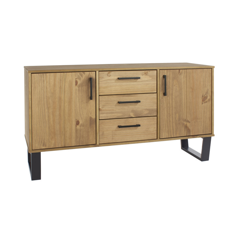 Euda large sideboard, 3 Drawer, 2 door, industrial design pine sideboard, Pine