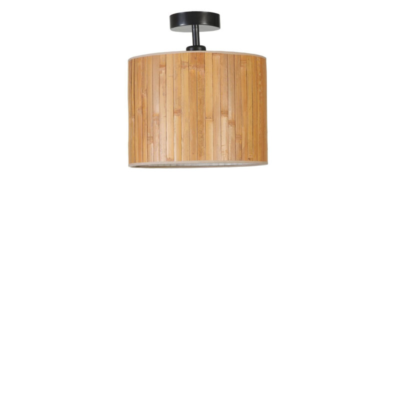 Chandle Flush Mount, Black/Wooden