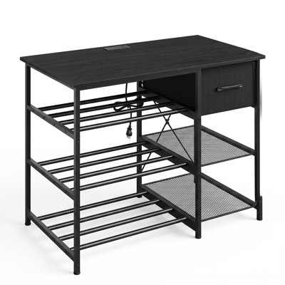 3D Printer Desk with Storage Drawer & Power Hub, Heavy Duty Metal Printer Table 39.4"x23.6", Filament Organizer