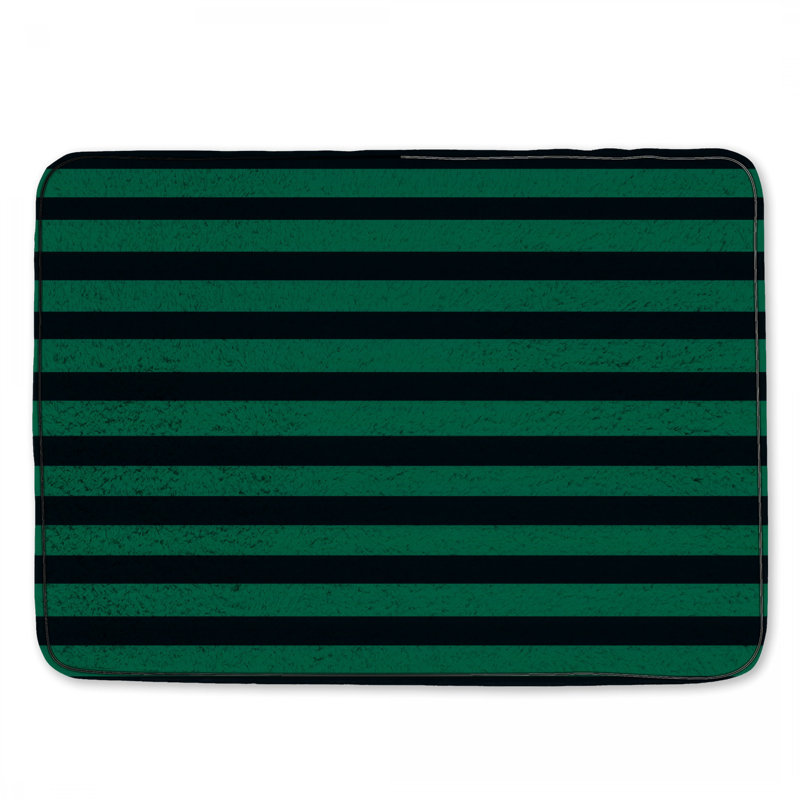 Tapis de bain à rayures, Simple - L 34 po x l 21 po, Green/Black Striped