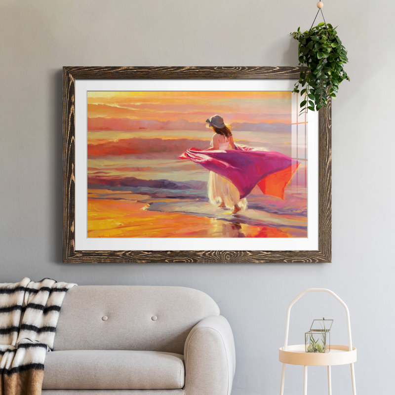 Catching the Breeze - Peinture encadrée, H 37,5 po x l 27,5 po x P 1,5 po, Encadré de bois de noyer