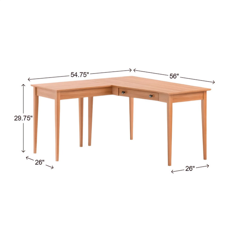 Bureau en bois massif gauche Malani, Naturel