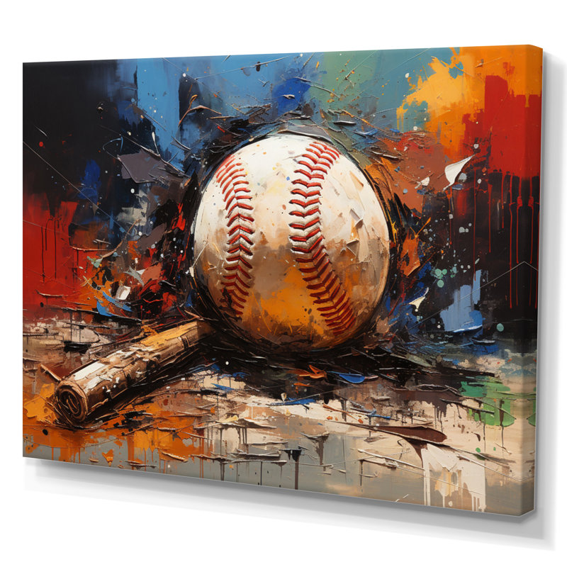 Baseball Collage II - décoration murale baseball sport, H 30 po x l 40 po x P 1,5 po, Sans cadre, Toile tendue