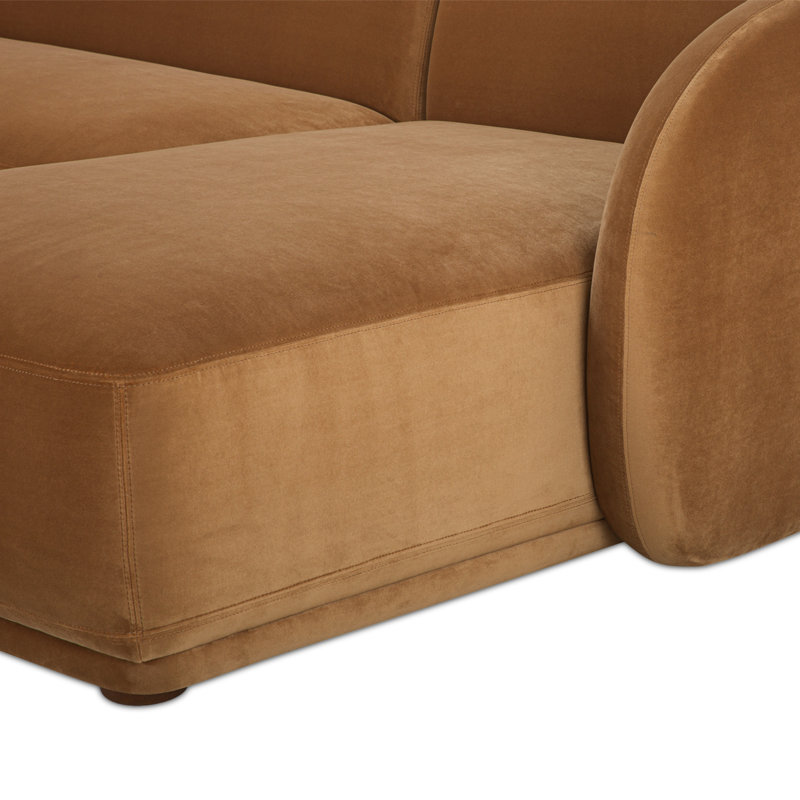 Canapé modulaire à 2 pièces de 112 po Penelope, Orienté à droite, Faux mohair chameau