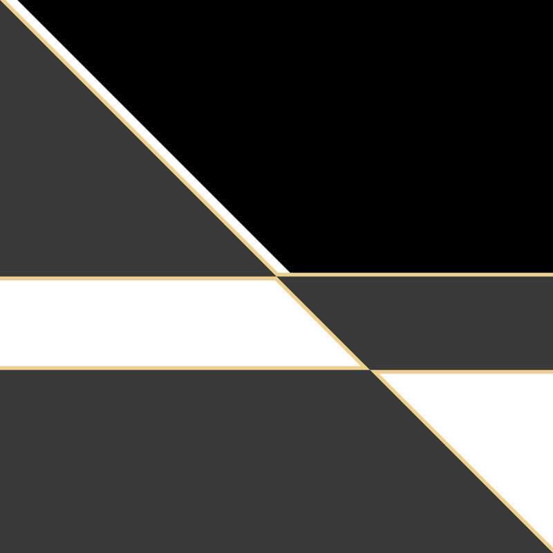 Noir et blanc avec blocs de couleur dorée, H 12 po x l 12 po