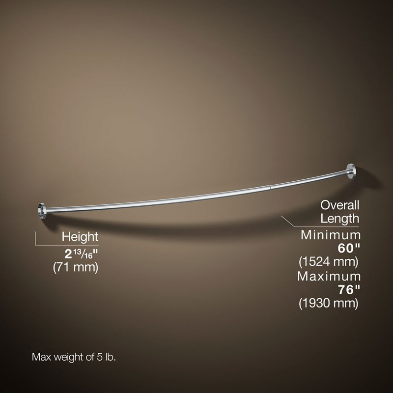Expanse 76" Curved Fixed Shower Curtain Rod, Acier inoxydable poli