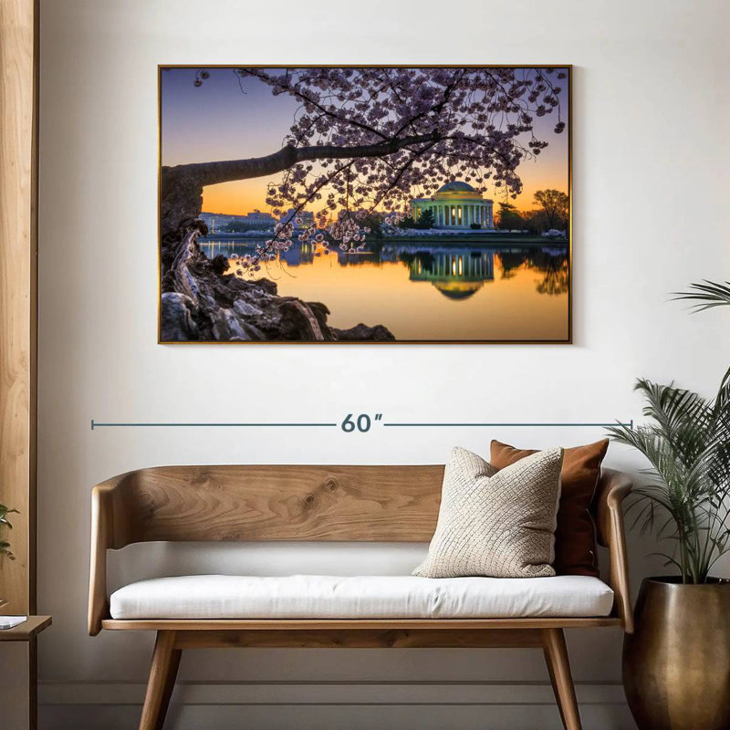 Printemps Washington DC, 46 po x 31 po, Cadre flottant doré