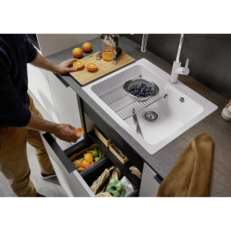 Naya Single Bowl Inset Kitchen Sink, White