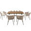 7 pièces pour l'extérieur - Plateau de table en bois et structure en métal pour profiter du jardin, de la cour arrière, du balcon et du balcon