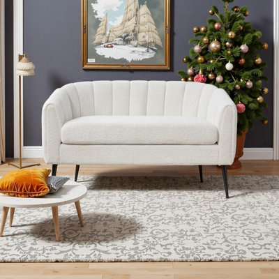 Causeuse d'appoint moderne en chenille Glam - canapé capitonné avec pieds en métal pour petits espaces | Wayfair
