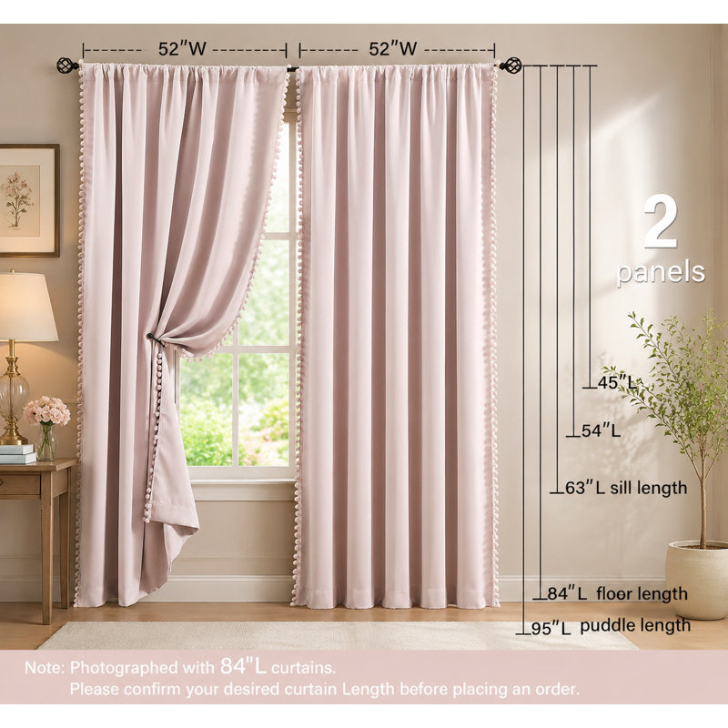 Rideaux occultant pour fille rose