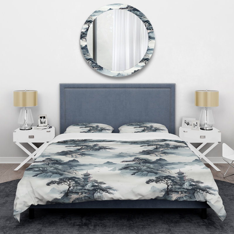Encre de Chine - ensemble de housse de couette chinois - microfibre de polyester