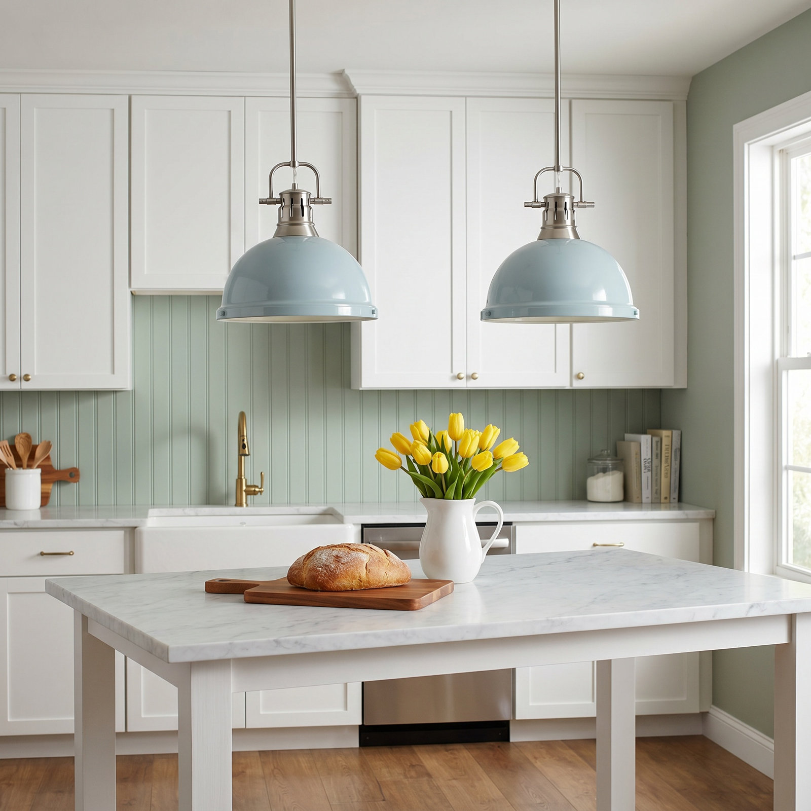 Calico Dimmable Single Light Pendant, Seafoam, Pewter