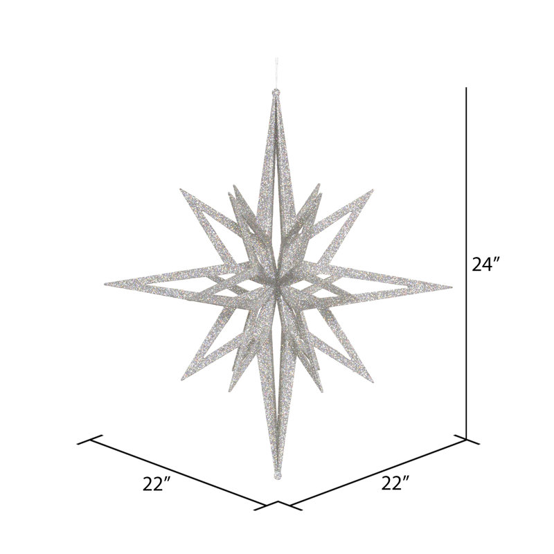Ornement étoile 3d paillettes, H 24 po x l 22 po x P 22 po, Argent